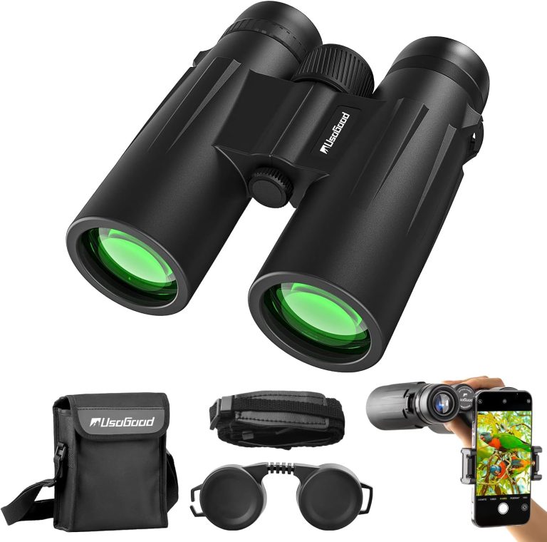 Usogood Jumelles compactes HD 10 x 42 pour Adultes, prismes BAK4, objectifs FMC, étanches, avec Adaptateur téléphonique